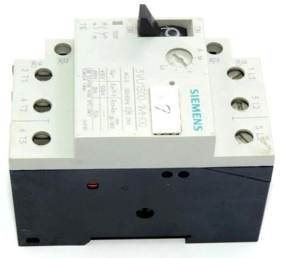 Used SIEMENS 3VU1300-1MH00 STARTER MOTOR PROTECTOR, AC-3, 50/60HZ, 29A, 3VU13001MH00