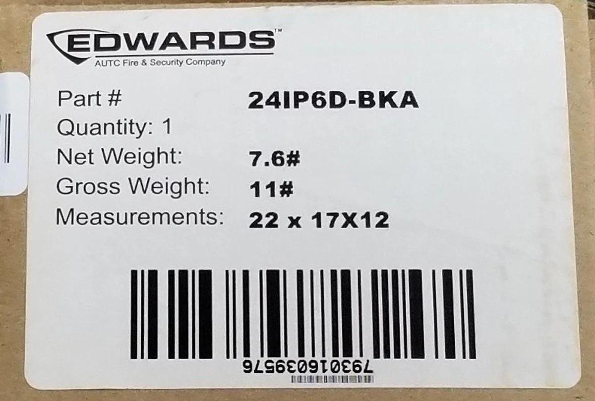 NIB EDWARDS 24IP6D-BKA BLACK ALUMINUM DOUBLE SIDED CLOCK 48VDC .4A, 24IP6DBKA