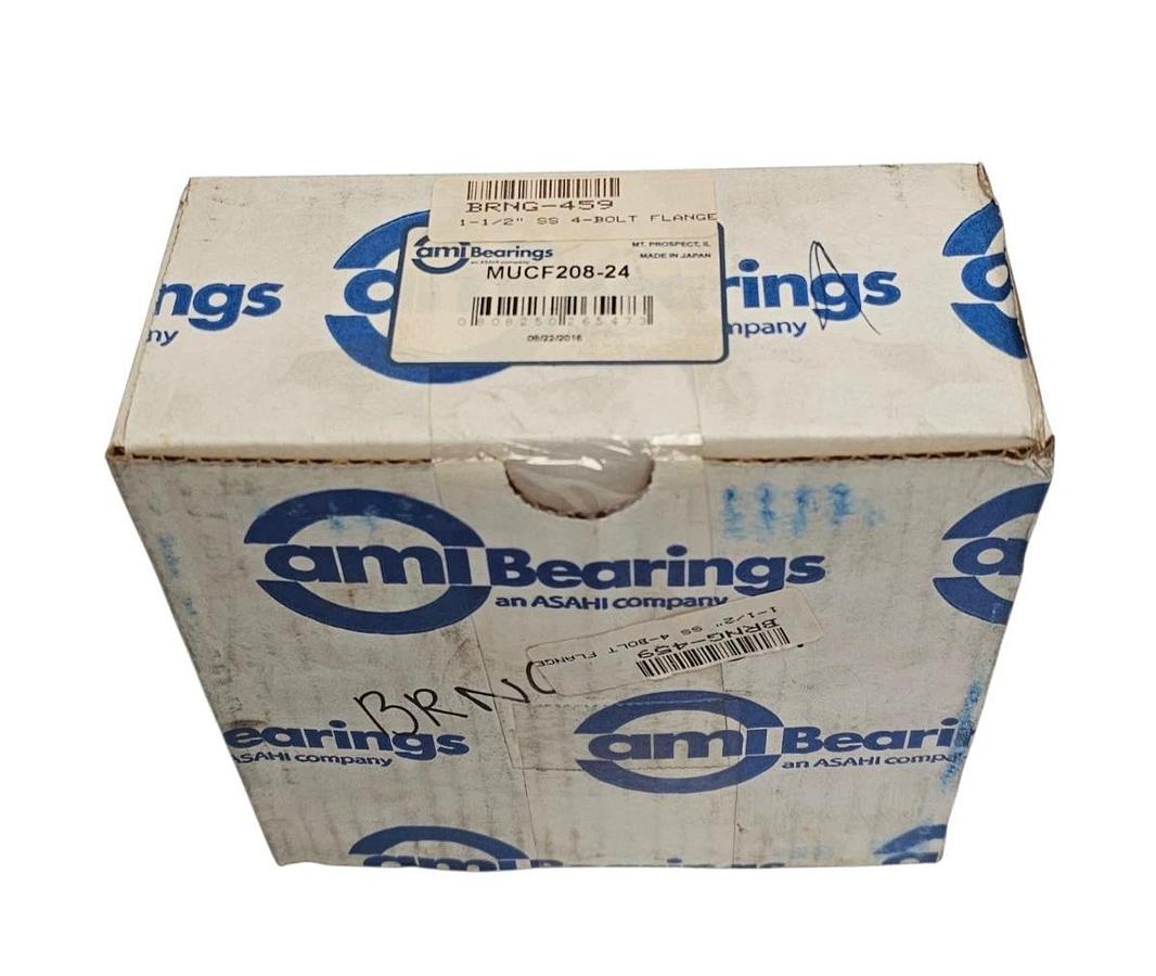 NIB AMI BEARINGS MUCF208-24 FLANGED BEARING STAINLESS 4BOLT 1-1/2IN BORE