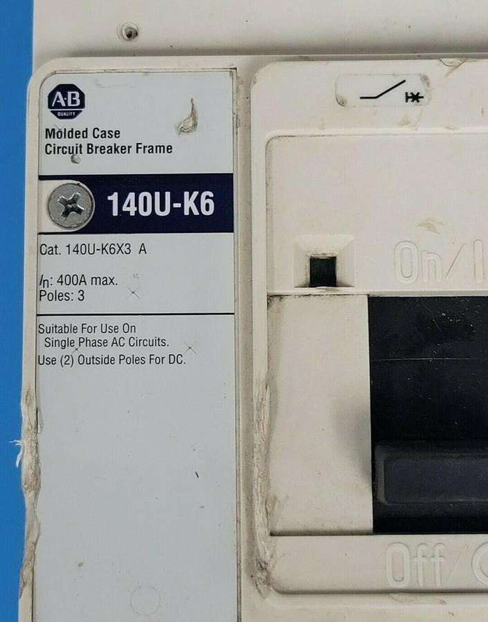 Used ALLEN BRADLEY 140U-K6D3-D40 SER. A CIRCUIT BREAKER 140U-K6X3 140U-KTD3-D40 TRIP