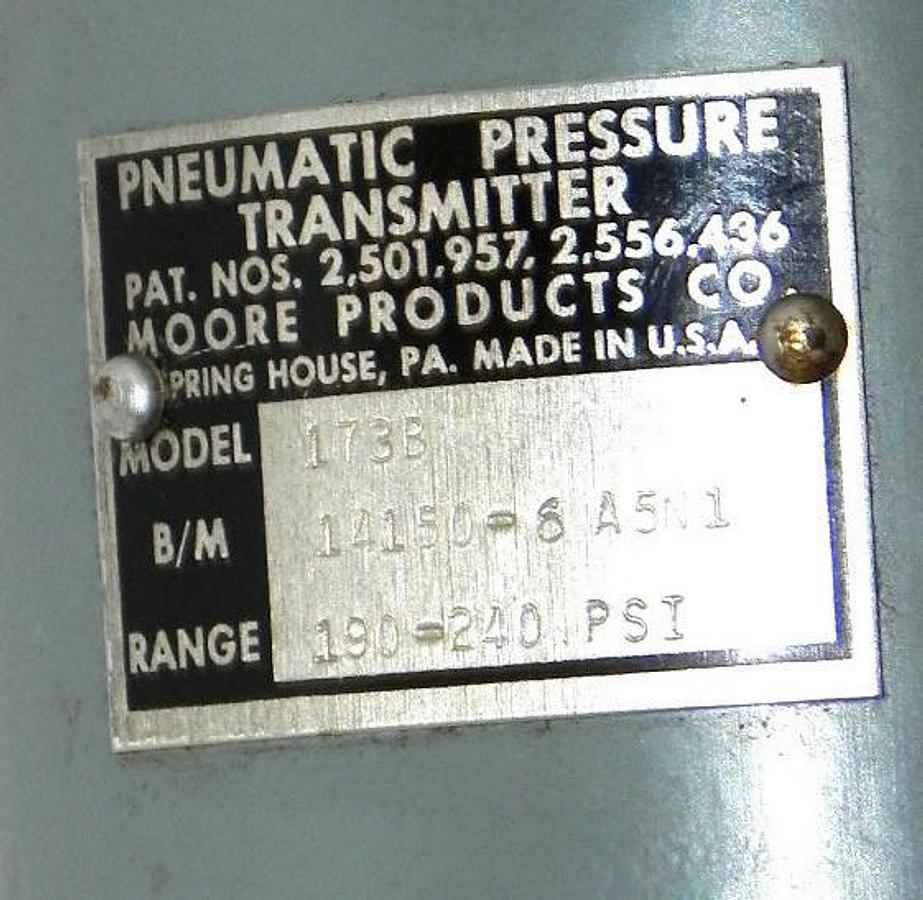Used MOORE PRODUCTS 173B PNEUMATIC PRESSURE TRANSMITTER B/M: 14150-6A5N1
