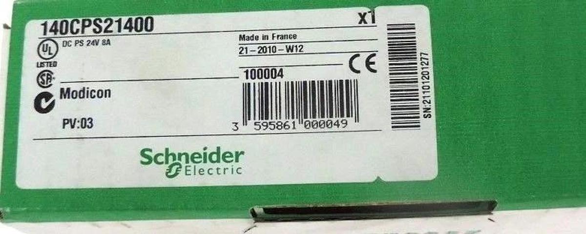 Used NIB SCHNEIDER MODICON 140CPS21400 DC PS 24V, 8A, PV: 03