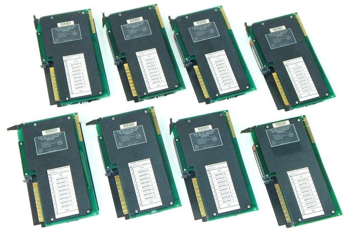 Used LOT OF 8 ALLEN BRADLEY 1771-OA (120V) AC OUTPUT MODULES SER B, 120V, 1771OA