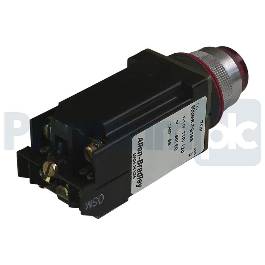 Used Allen Bradley 800MR-PB16S /D Red Illuminated Push Button 120V 22mm 800MRPB16S