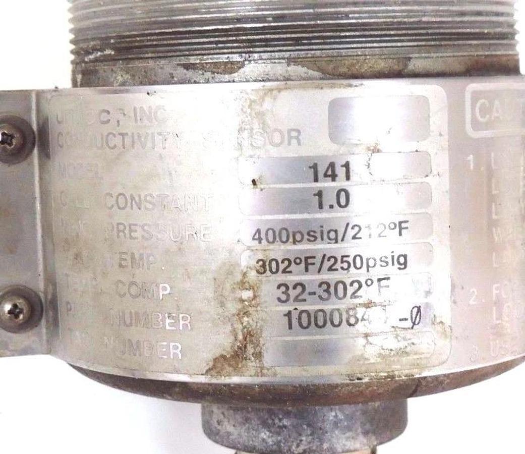 Used ROSEMOUNT UNILOC 1000844-0 CONDUCTIVITY SENSOR MODEL 141, 250/400PSIG, 10008440
