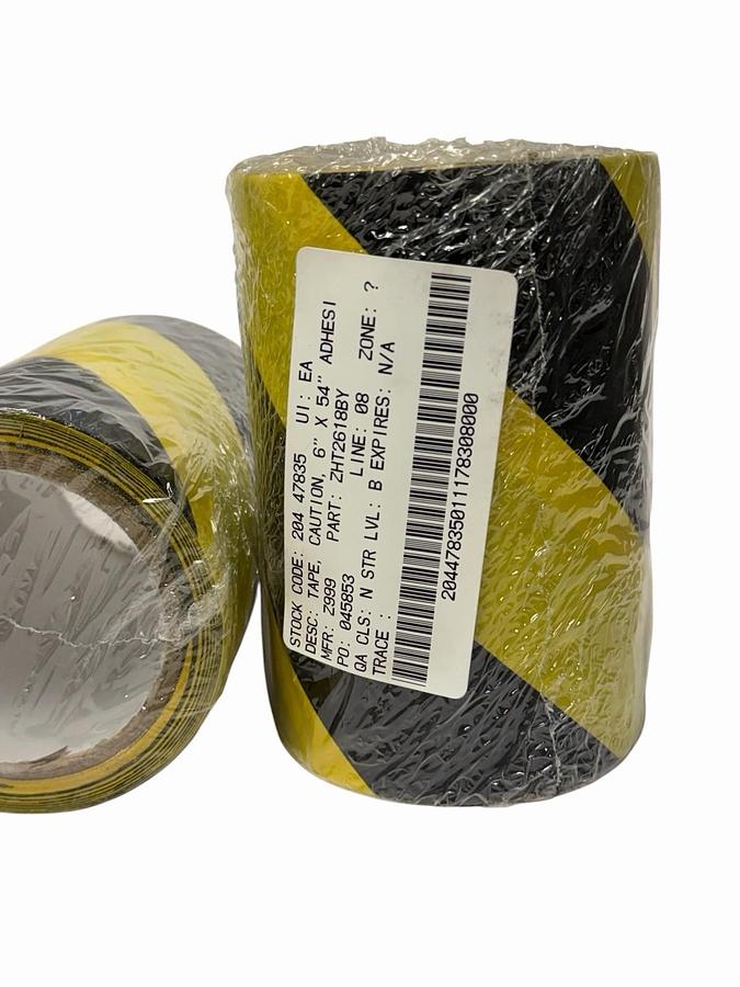 (3) NEW CAUTION TAPE 6'' X 54' ADHESIVE YELLOW BLACK MFR: Z999 PART: ZHT2618BY