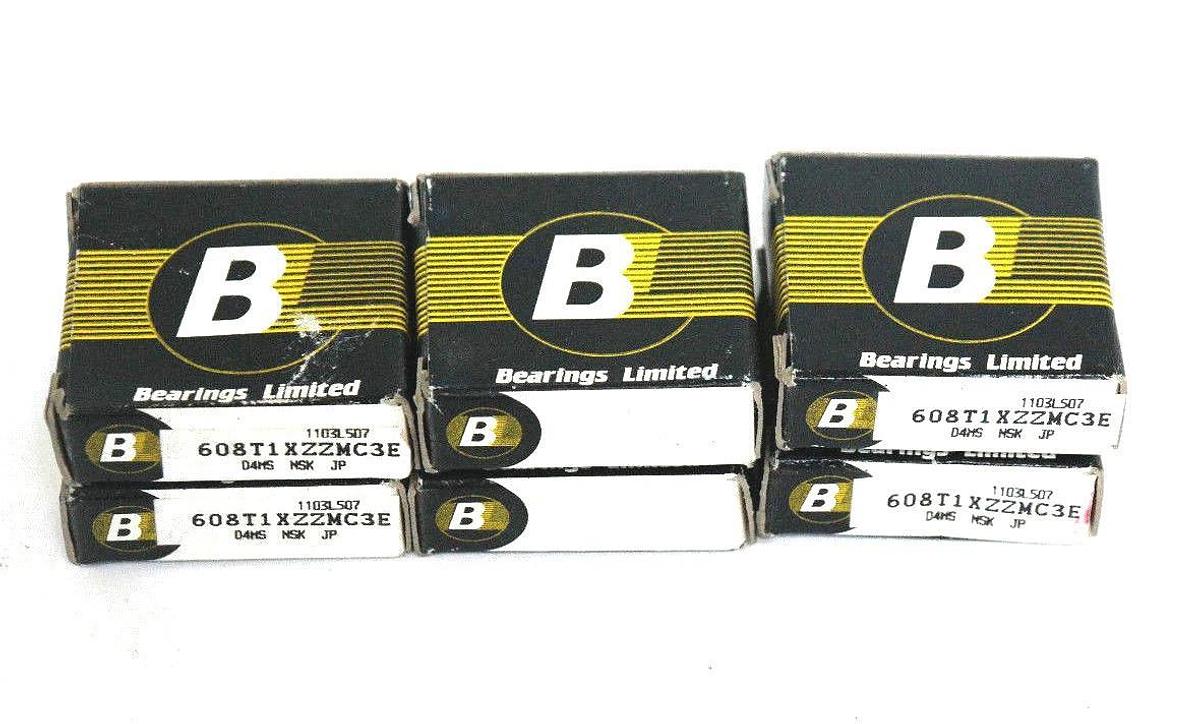 Used LOT OF 6 NEW BEARINGS LIMITED 608T1XZZMC3E DEEP GROOVE BALL BEARINGS