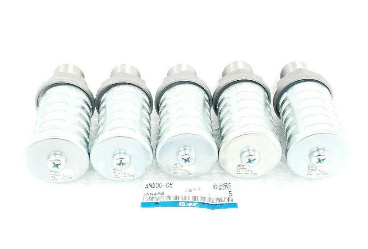 Used LOT OF 5 NEW SMC AN500-06 AN SILENCERS AN 3/4INCH STANDARD (PT)