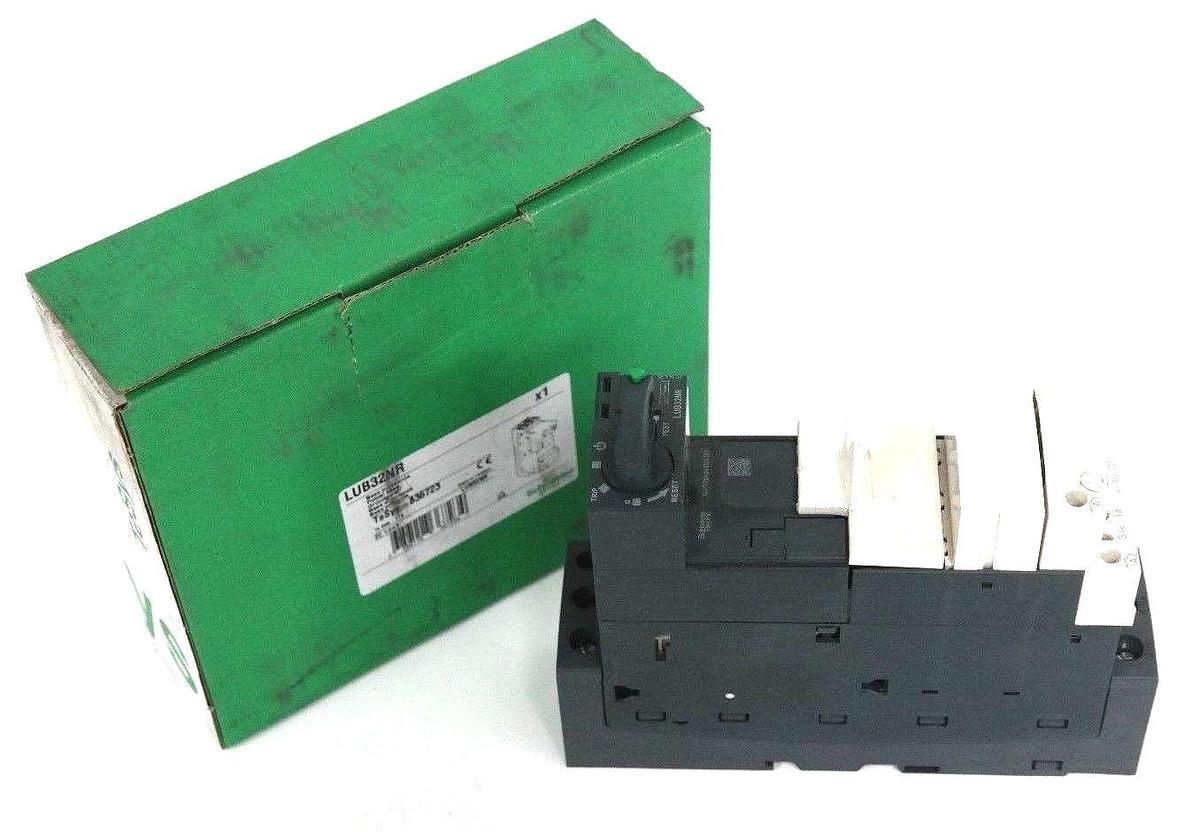 Used NIB SCHNEIDER LUB32NR STARTER MOTOR POWER BASE 600VAC, 32AMP, TESYS 836723