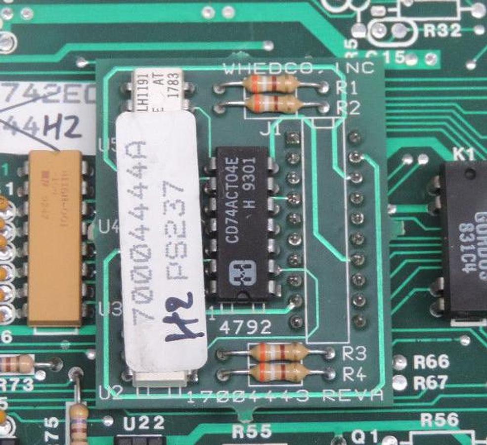 Used WHEDCO 70003613EC PC BOARD 17003538 REV. E W/ 17004443 REV. A, 70004444A