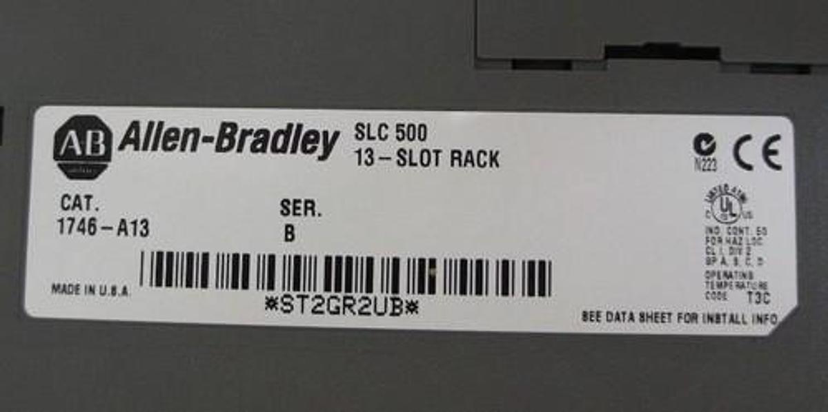Used ALLEN BRADLEY 1746-A13 SLOT RACK SER B 1746-IB16, 1746-OA16, 1746-IA16 MODULES