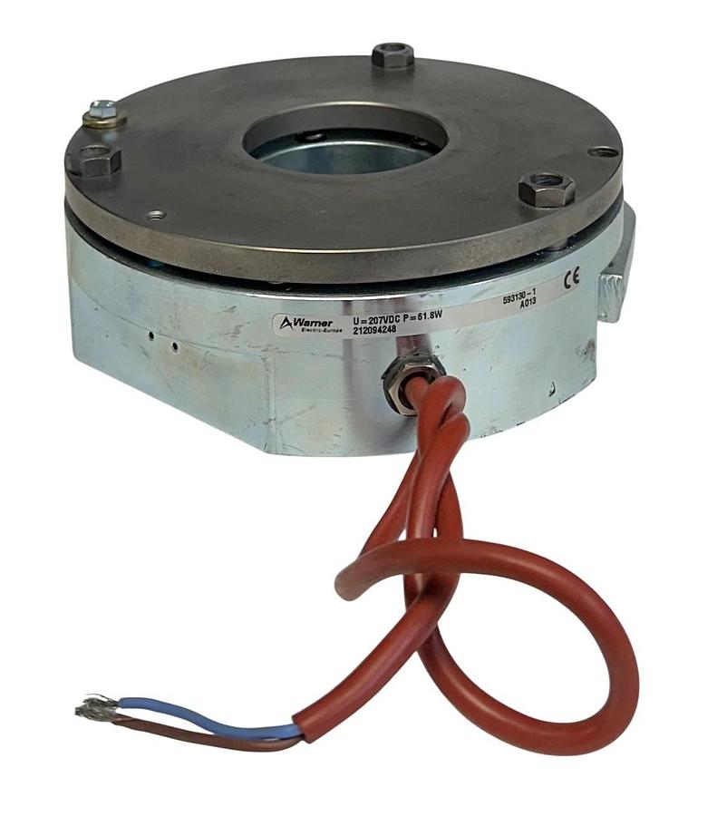 Used WARNER ELECTRIC 212094248 / 593130-1 ELECTROMAGNETIC BRAKE U=207VDC P=61.8W USNP