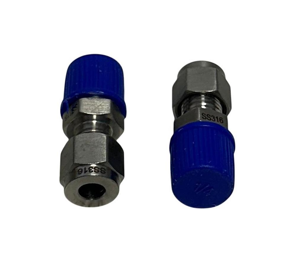 Used 2 DWYER SSLK-14-14 / SSLK1414 OMEGALOK COMPRESSION FITTINGS 1/4'' MNPT NSNP