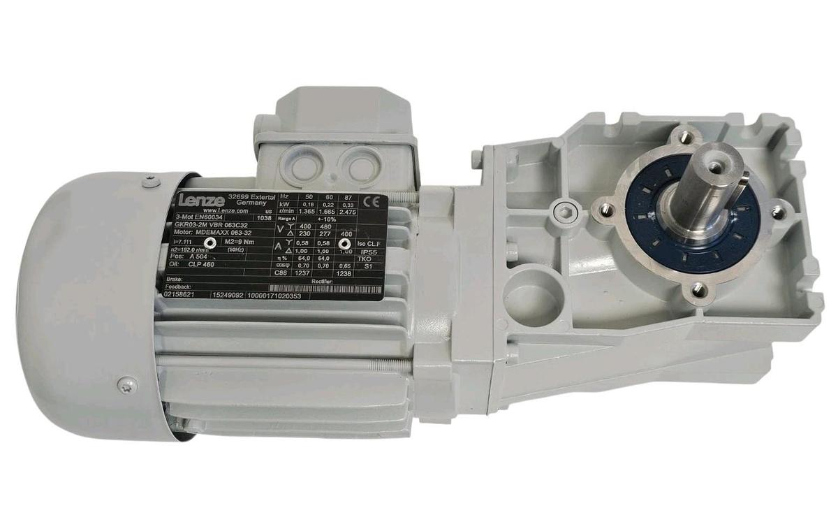 Used LENZE GKR03-2M VBR 063C32 GEAR MOTOR MDEMAXX 063-32 3-MOT EN60034 NSNP