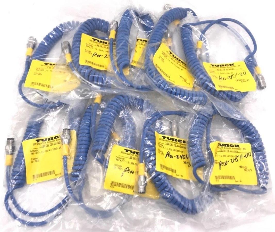 Used (10) NEW TURCK RKV421T15RSV421T EUROFAST CORDSET RKV 4.21T-1.5-RSV 4.21T/S90-SP