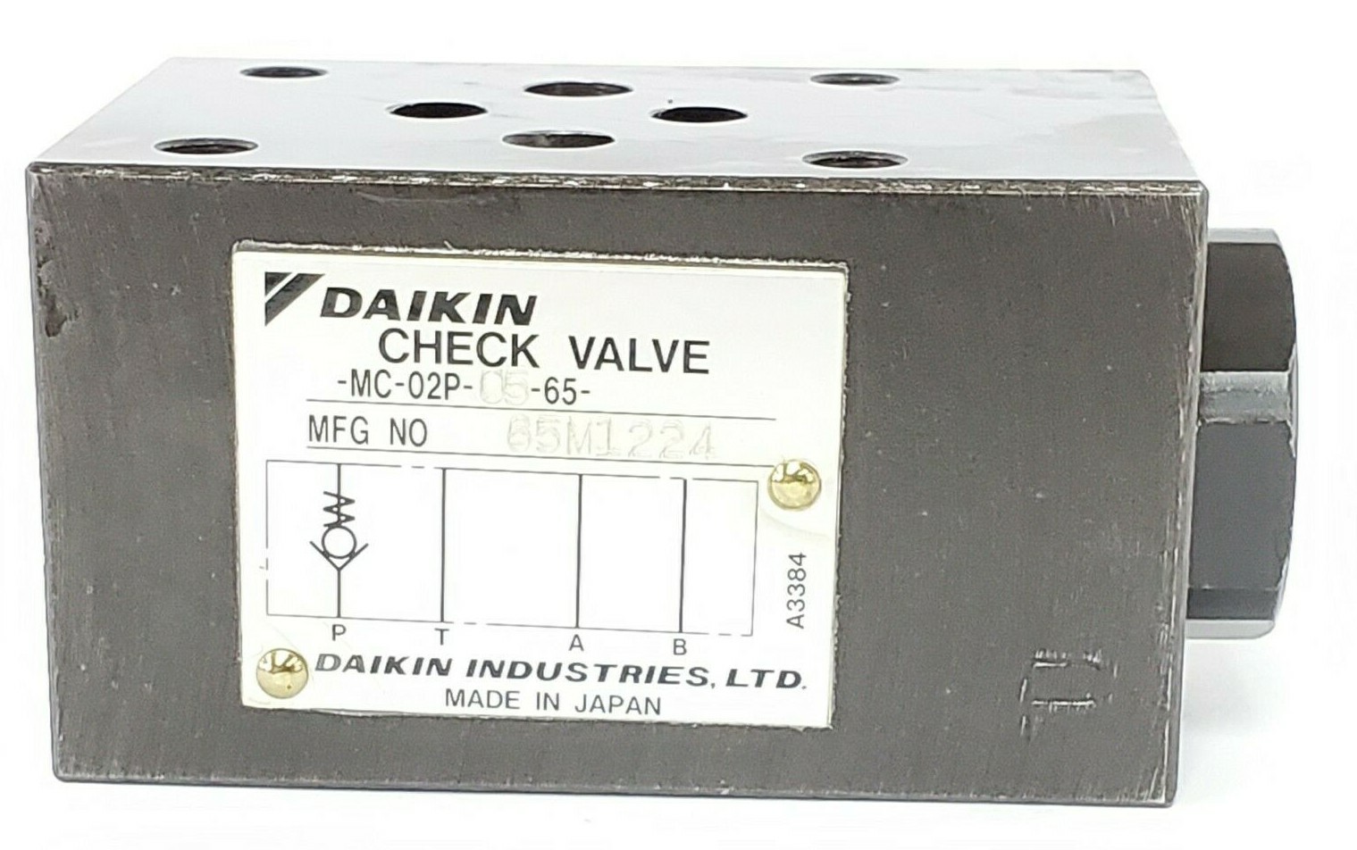 Used NEW DAIKIN MC-02P-05-65 CHECK VALVE 65M1224