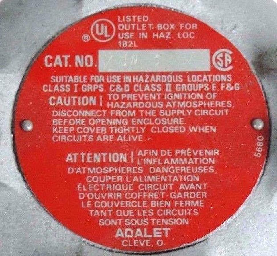 Used ADALET XJW-3 EXPLOSION-PROOF METER ENCLOSURE XJW3