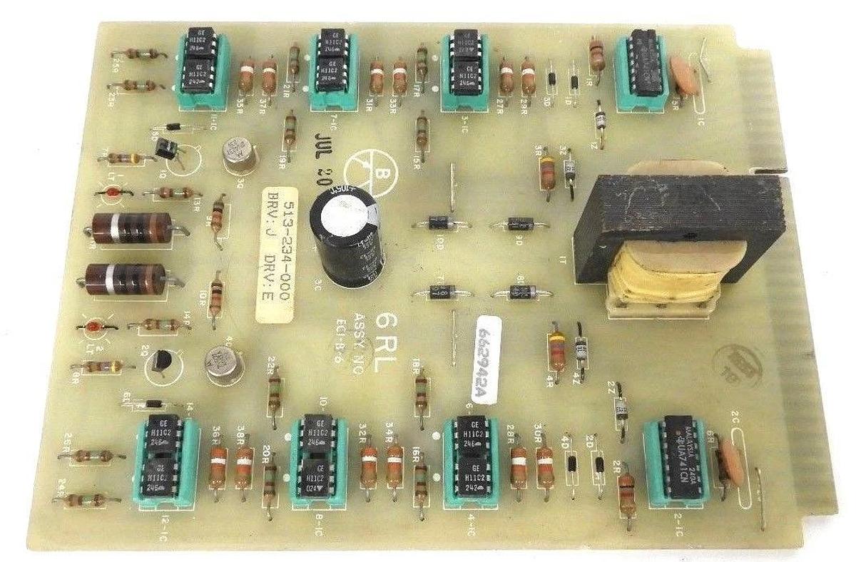 Used BURTON EMERSON 513-234-000 CIRCUIT BOARD BRV: J DRV: E, 6RL, ECI-B-6