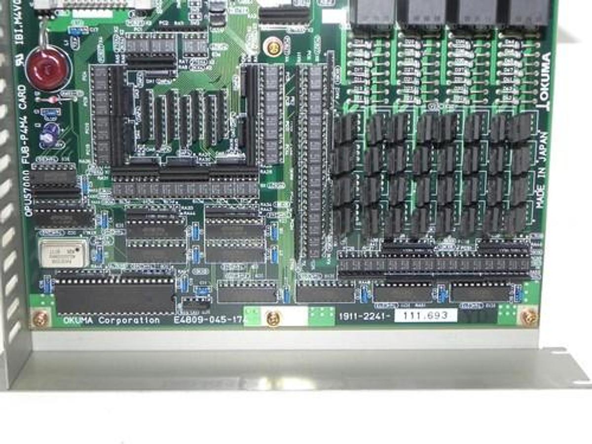 Used OKUMA E4809-045-174 PC BOARD W/MULTIPLE COMPONENTS FUB-P4M4, 1911-2241-111.693