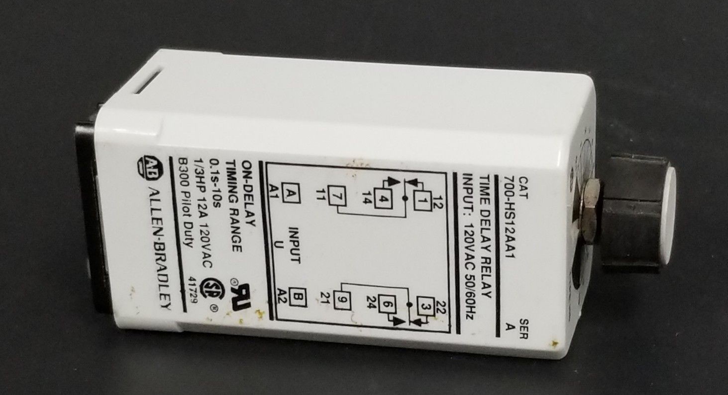 Used ALLEN BRADLEY 700-HS12AA1 TIME DELAY RELAY 700HS12AA1, SER. A, 0.1S-10S