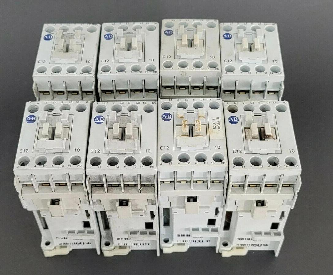 Used LOT OF 8 ALLEN BRADLEY 100-C12Z*10 CONTACTORS SER. A 100C12Z10A, 24V DC