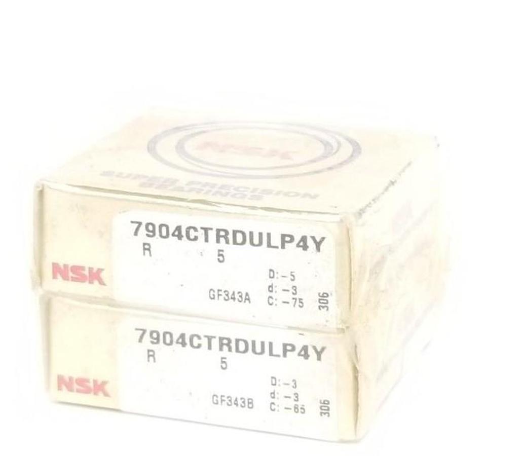 Used SET OF 2 F/S NSK 7904CTRDULP4Y SUPER PRECISION ANGULAR CONTACT BEARINGS