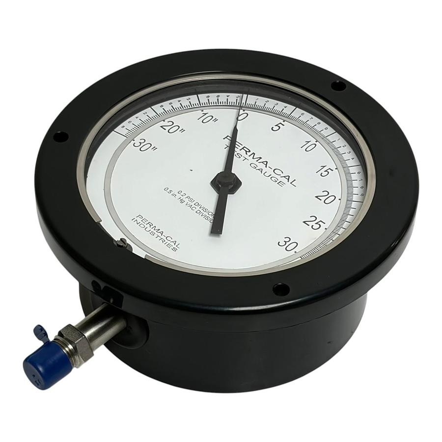 Used Perma-Cal 101FTM27A21 30" Hg Vac to 30 PSI Compound Test Gauge 101FTM
