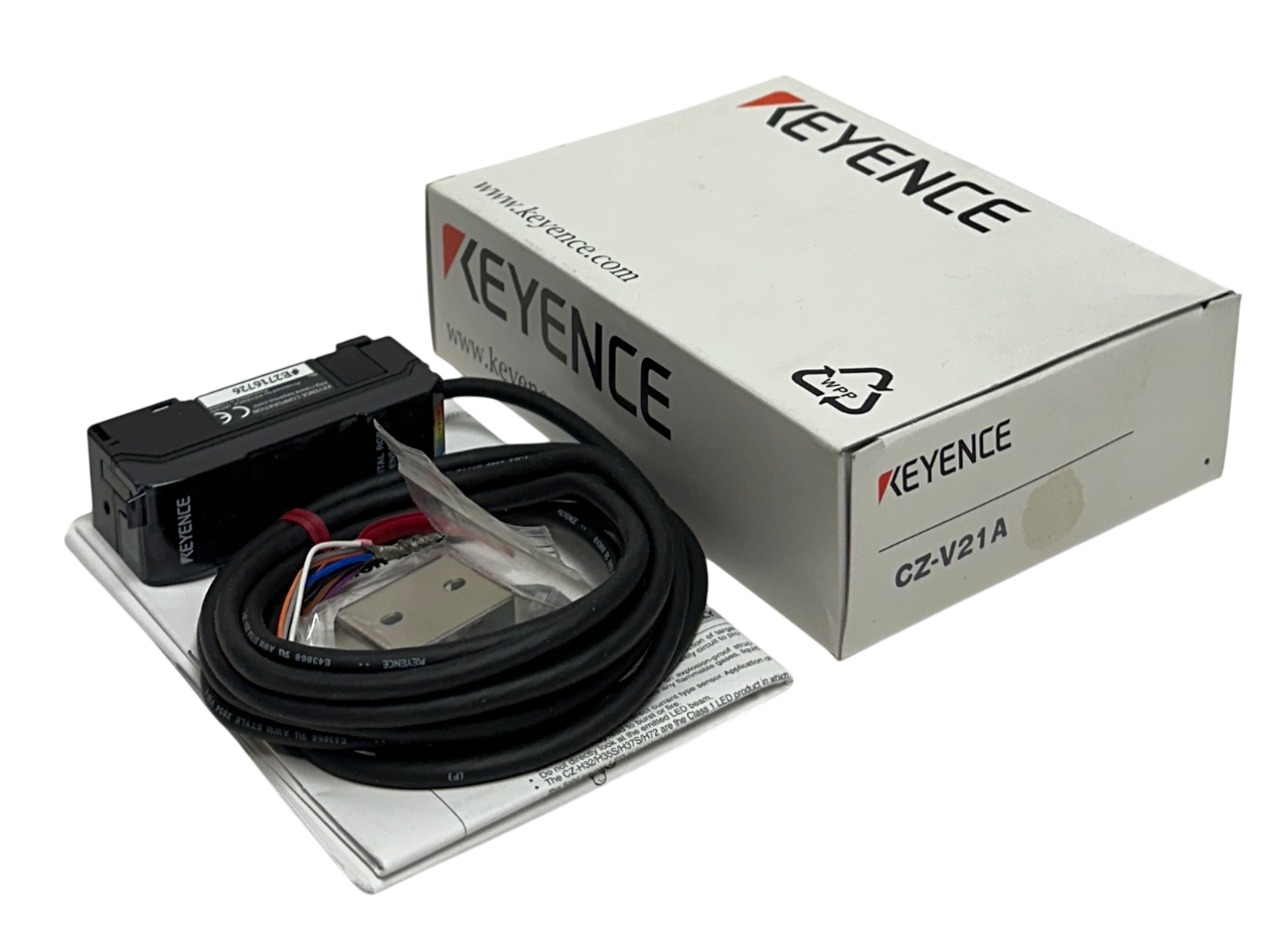 Used KEYENCE CZ-V21A / CZV21A FIBER OPTIC AMPLIFIER UNIT SENSOR 24VDC NPN OUTPUT NSMP
