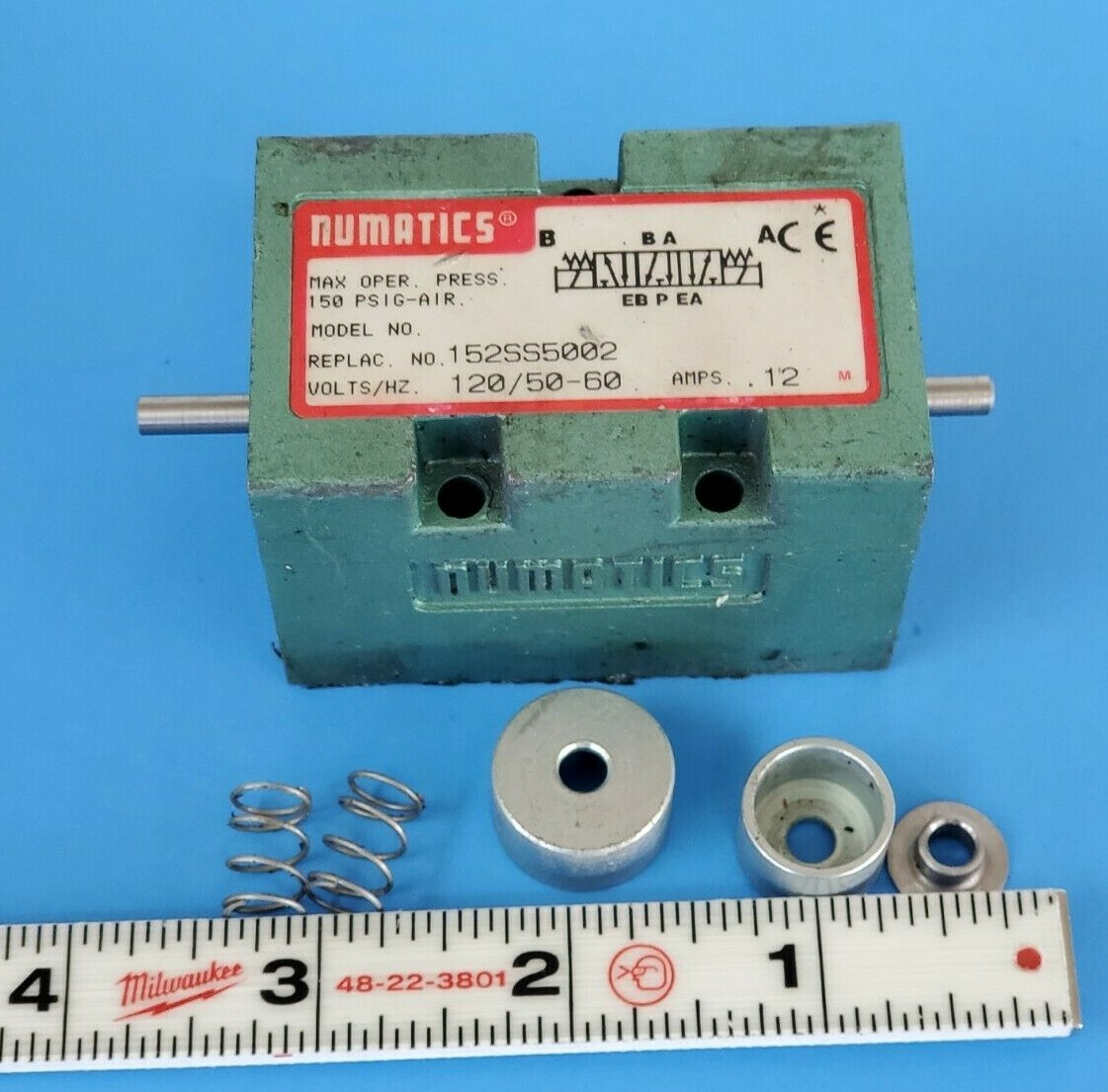 Used NUMATICS 152SS5002 SOLENOID VALVE BODY .12 AMPS
