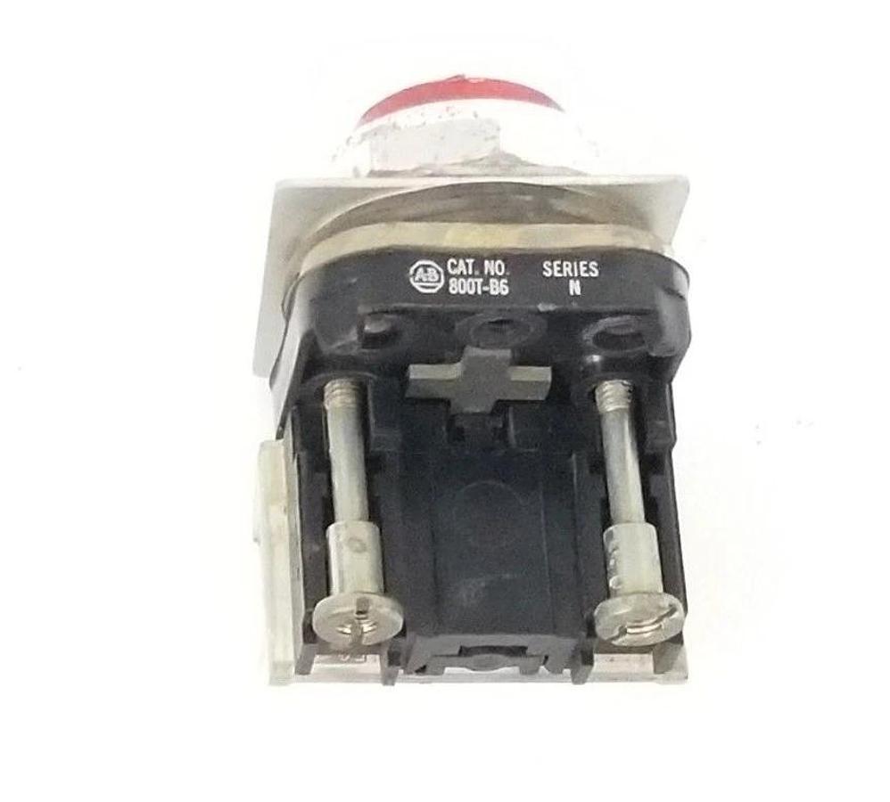 Used ALLEN BRADLEY 800T-B6 PUSHBUTTON RED SER. N, W/ (1) 800T-XA CONTACT
