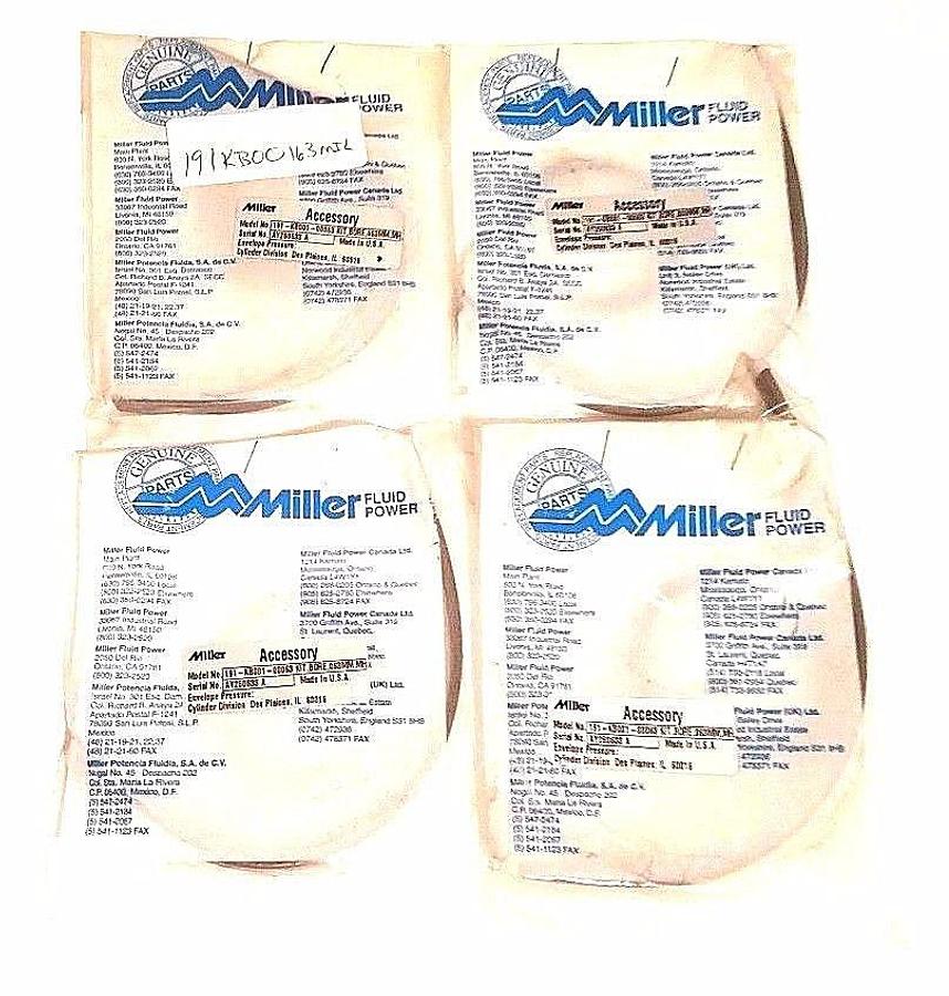 Used LOT OF 4 NEW MILLER FLUID POWER 191-KB001-00063 REPAIR KITS, BORE, 063MM, MH