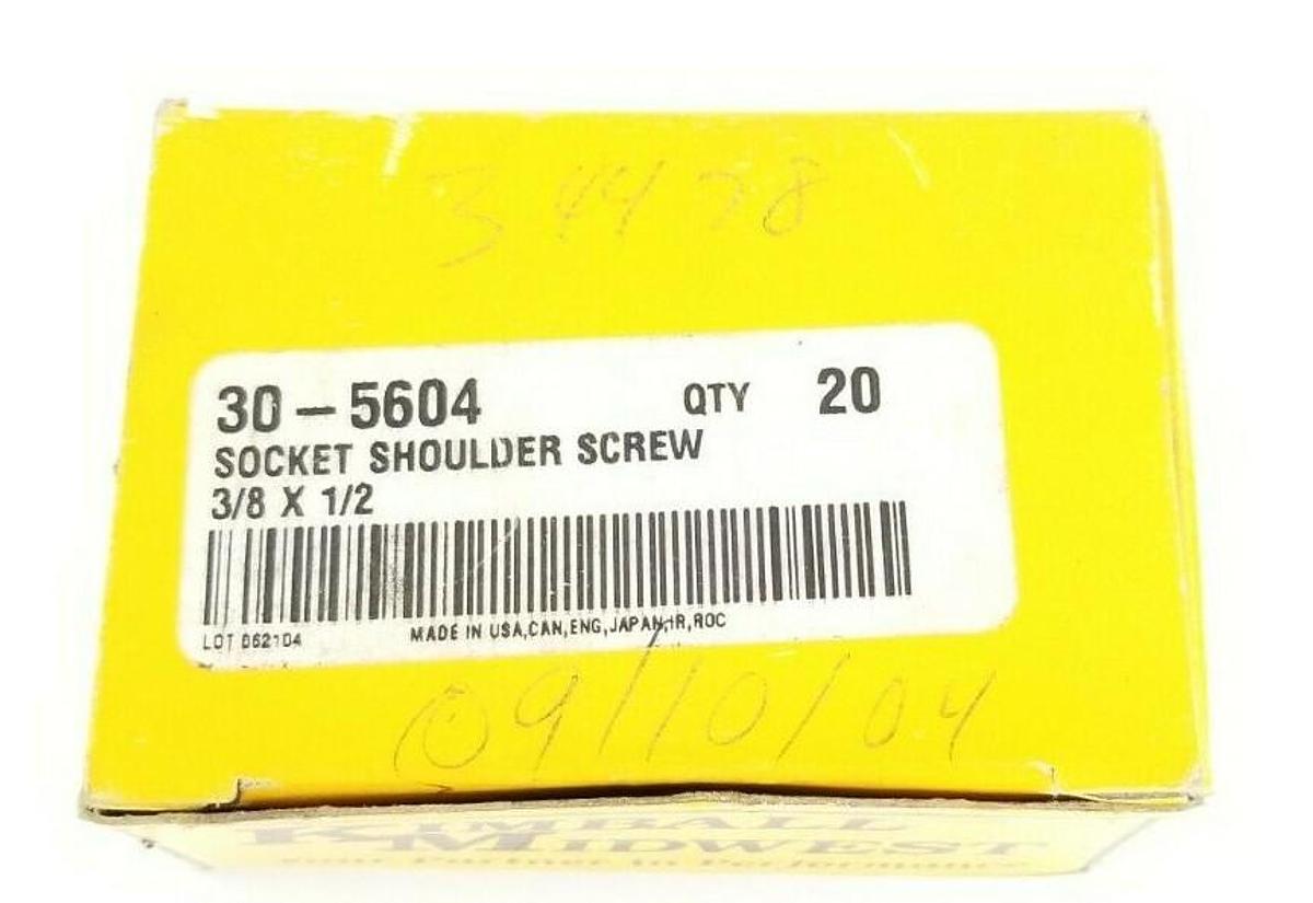 Used BOX OF 20 NEW KIMBALL MIDWEST 30-5604 SOCKET SHOULDER SCREWS 3/8 X 1/2