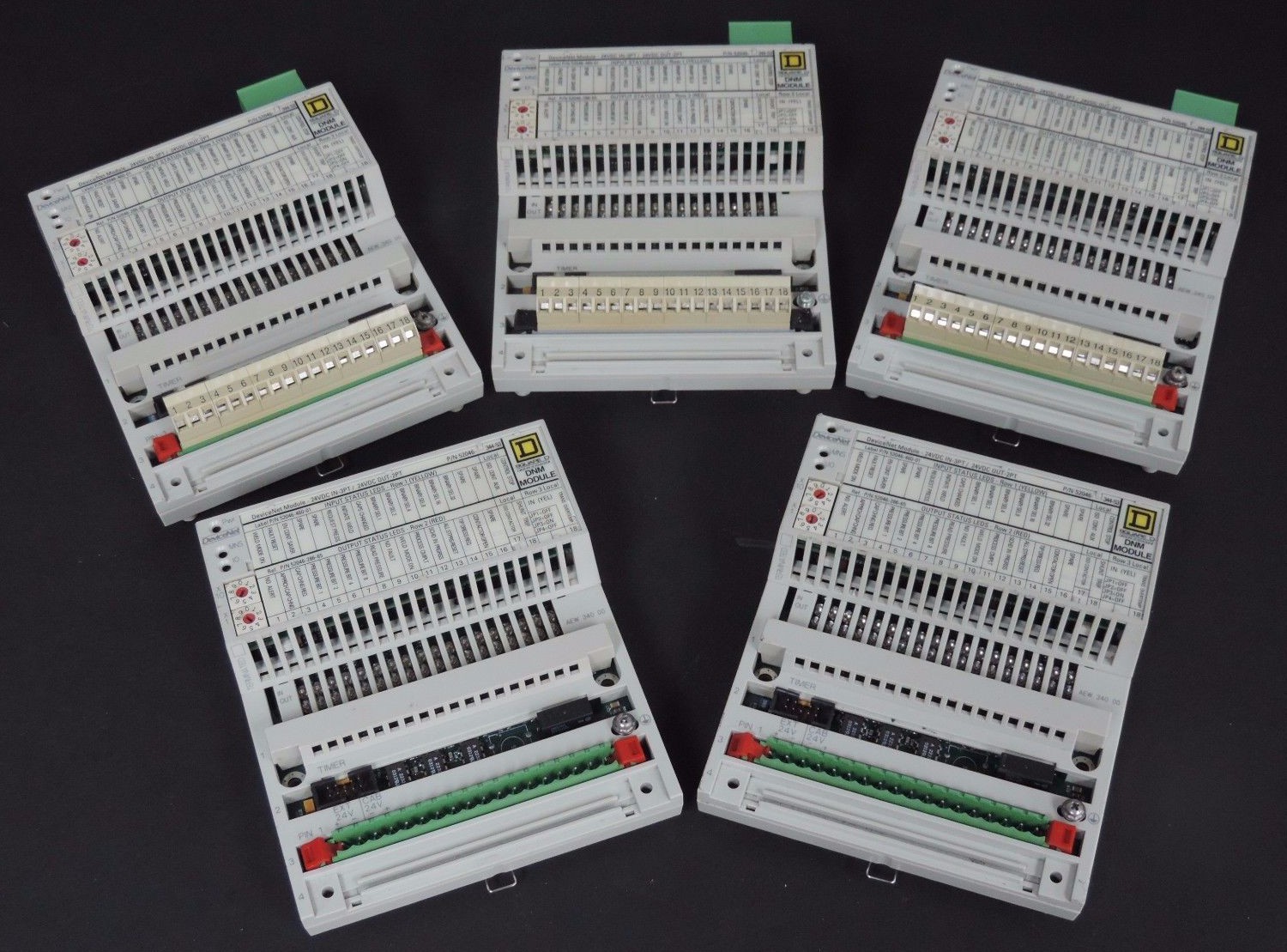 Used LOT OF 5 SQUARE D GROUPE SCHNEIDER 170AEW34000 DEVICENET I/O BLOCKS 52046-344-53