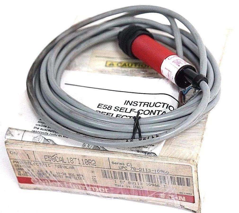 Used NIB CUTLER HAMMER E58CAL18T110R2 PHOTOELECTRIC SENSOR 10-30VDC 3M CABLE
