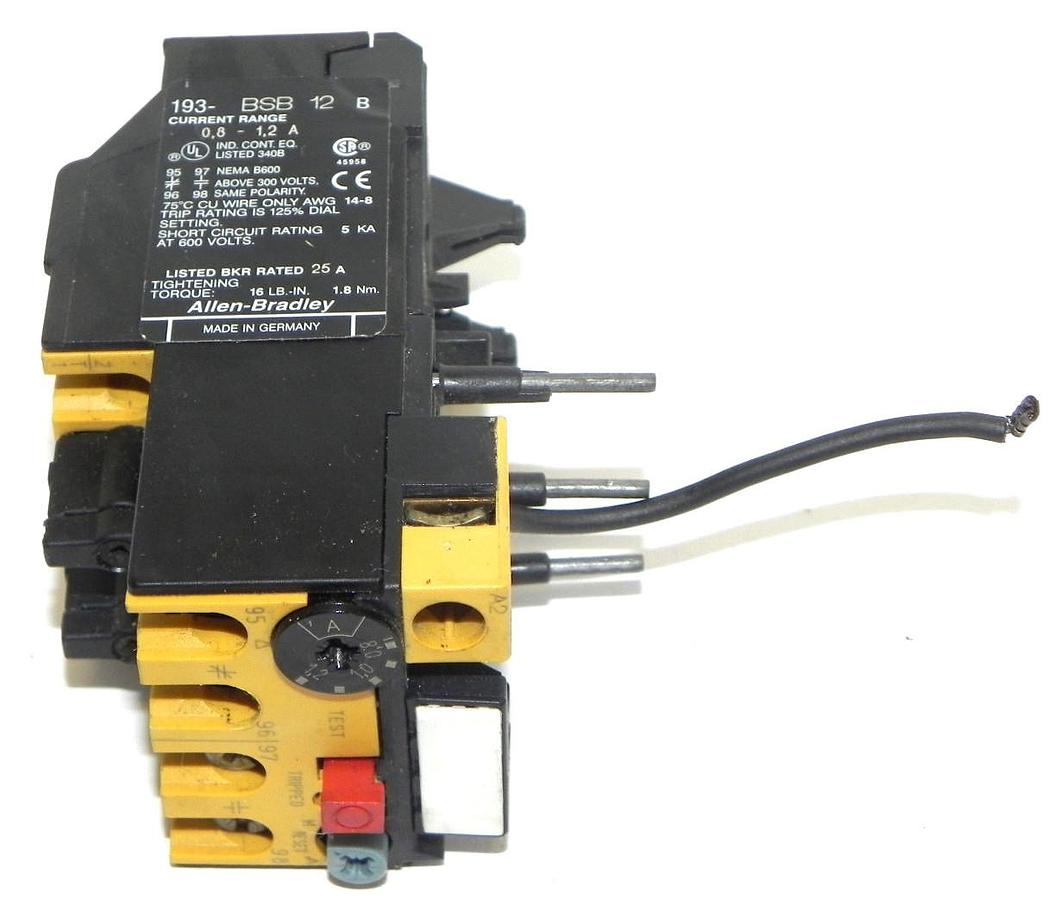 Used ALLEN BRADLEY 193-BSB12B OVERLOAD RELAY 193BSB12B, 0.8-1.2A, 193-BSB-12