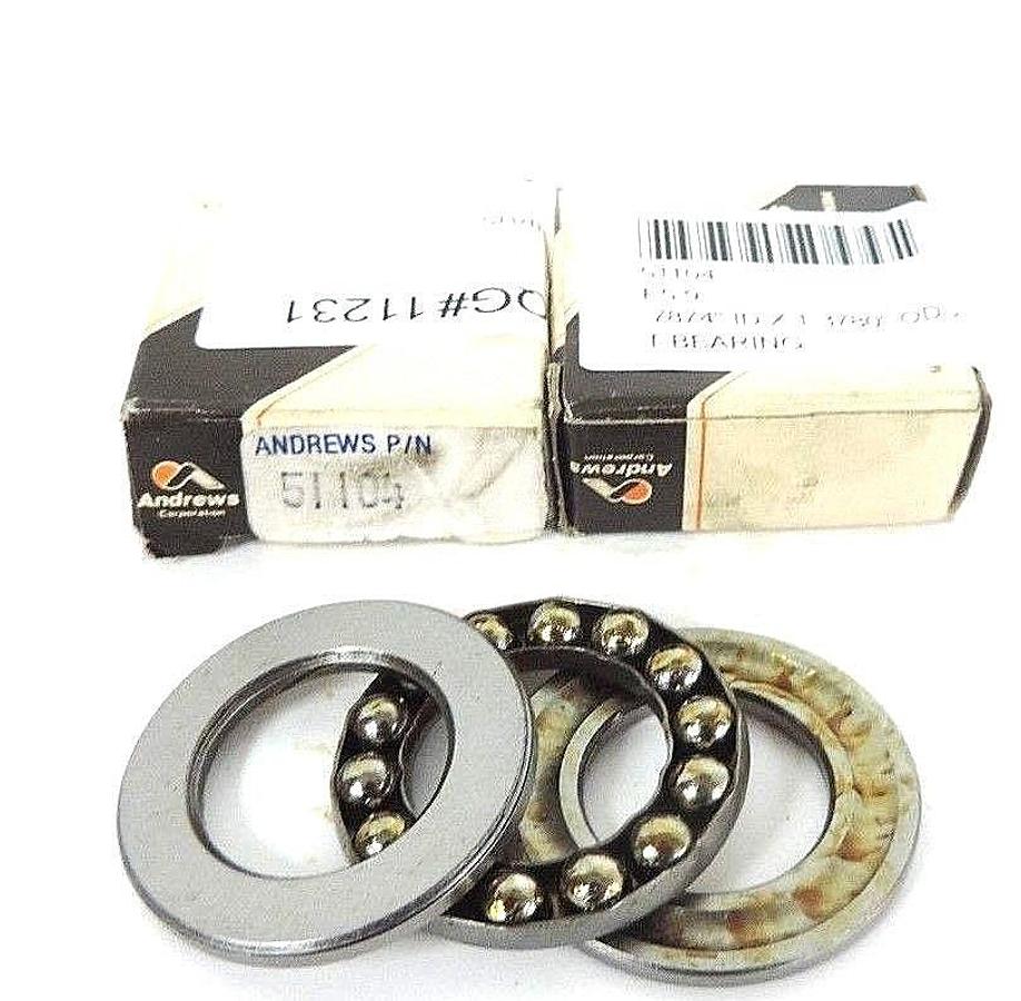 Used LOT OF 2 NIB ANDREWS 51104 TRUST BEARINGS .7874'' ID X 1.3780'' OD X .3937'' W