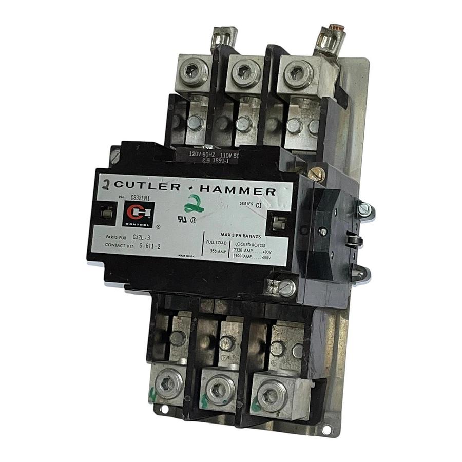 Used Cutler-Hammer C832LN1 Contactor Size 5 350A 600V w/ C320KGS20 C320KGS42