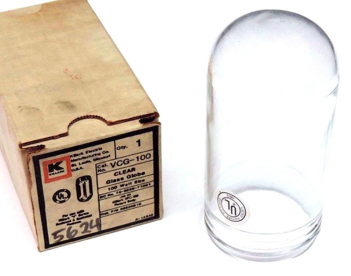 NIB KILLARK VCG-100 CLEAR GLASS GLOBE 100 WATT SIZE VCG100