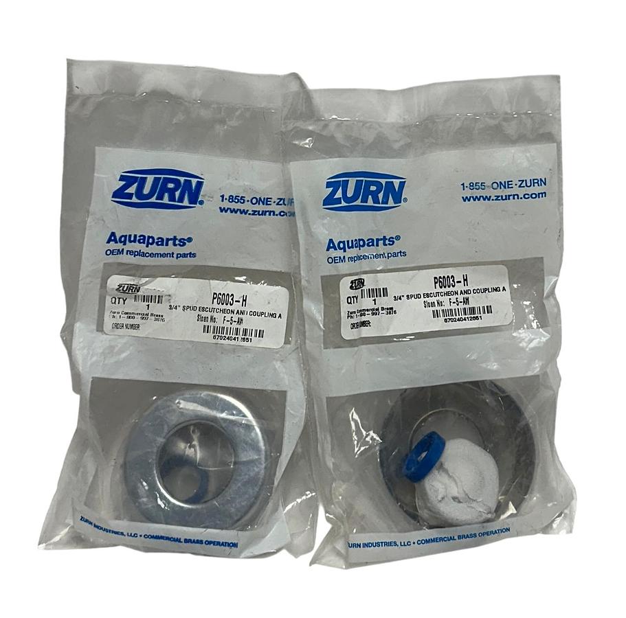 2 ZURN P6003-H / F-5-AW Aquaparts 3/4'' SPUD ESCUTCHEON AND COUPLING A NSFS