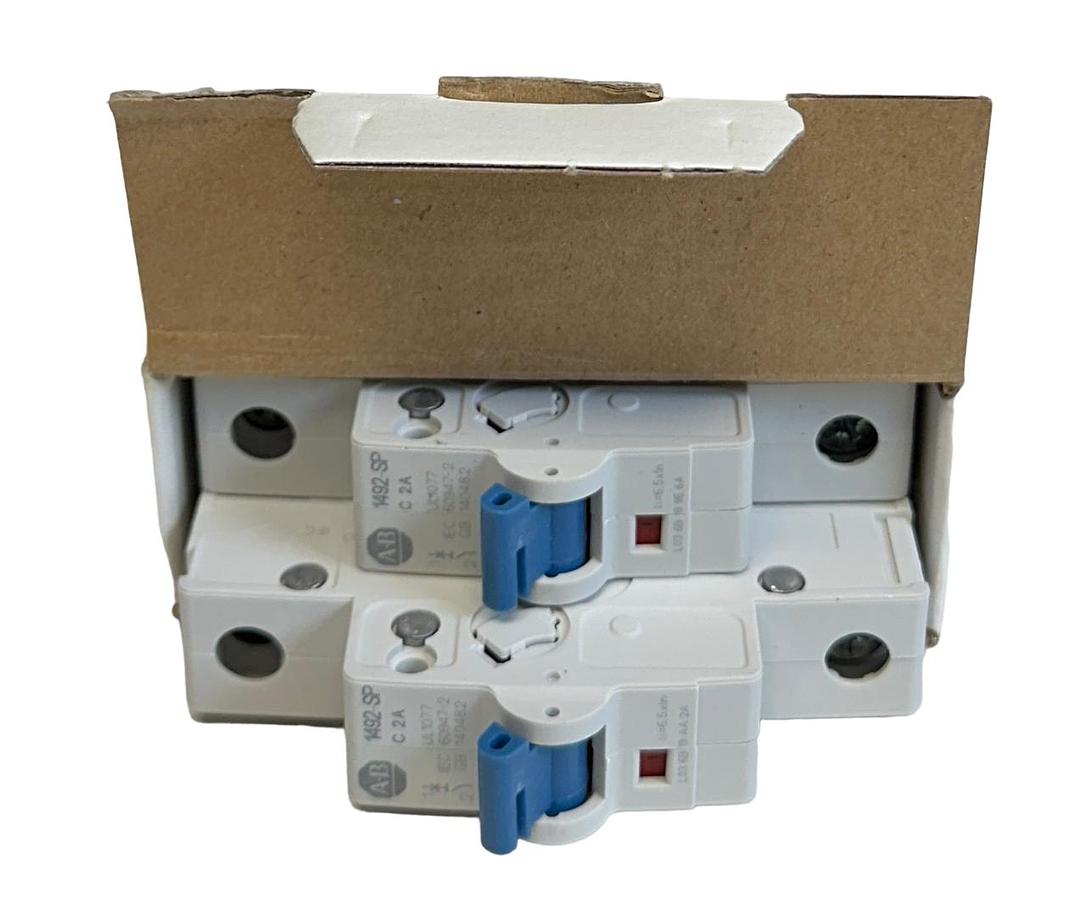 Used 2 NEW ALLEN BRADLEY 1492-SPM1C020 /D SUPPLEMENTARY PROTECTOR CIRCUIT BREAKERS 2A