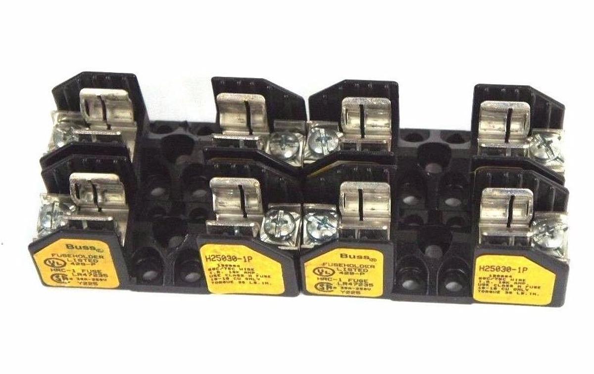 Used LOT OF 4 BUSSMANN H25030-1P FUSE HOLDERS FOR HRC-1 FUSES