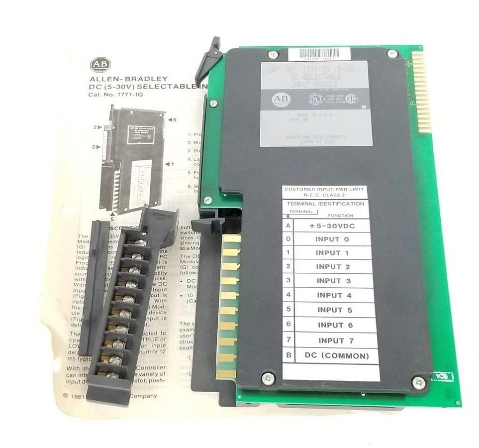 Used NIB ALLEN BRADLEY 1771-IQ (5-30V) DC SELECTABLE INPUT MODULE W/ 1771-WC SER. B