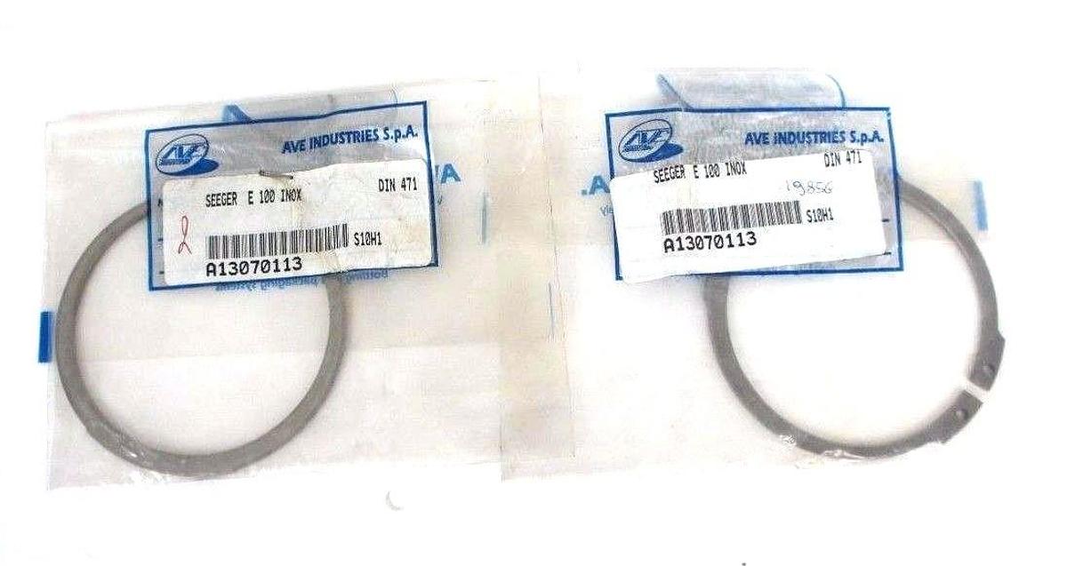 Used LOT OF 2 NEW AVE INDUSTRIES SEEGER E 100 INOX SNAP RINGS DIN 471