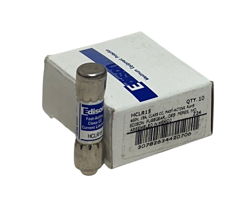 Used 10 EATON EDISON HCLR15 CLASS CC FAST-ACTING FUSES 600VAC 15A HCLR SERIES NSMP