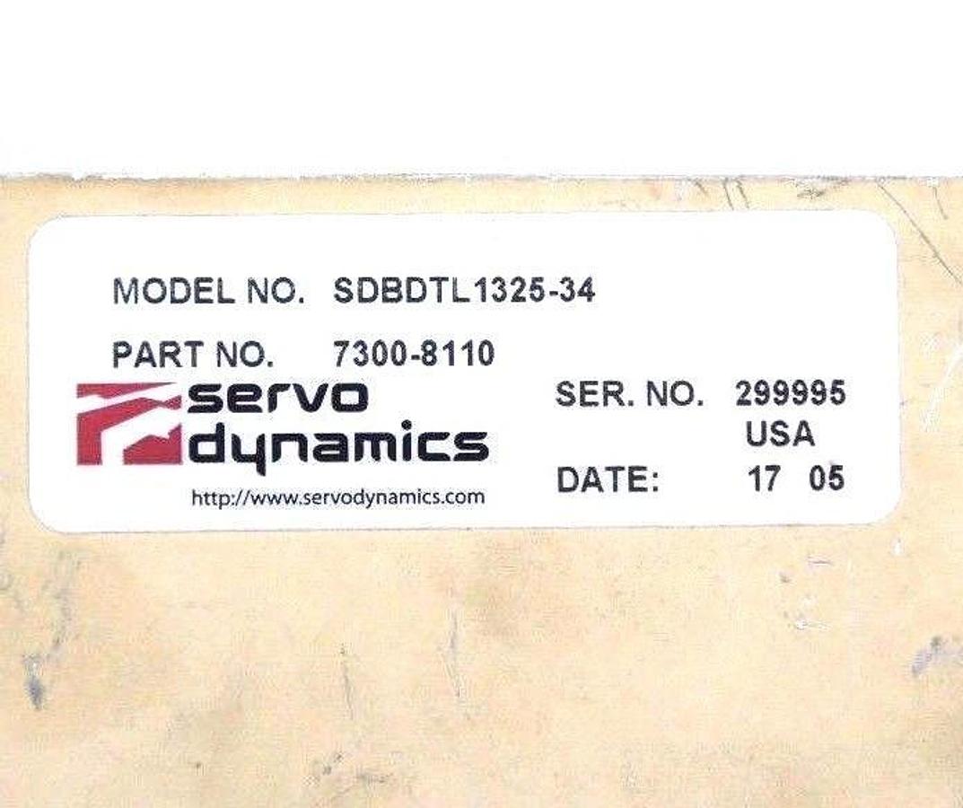 Used SERVO DYNAMICS SDBDTL1325-34 PART NO. 7300-8110