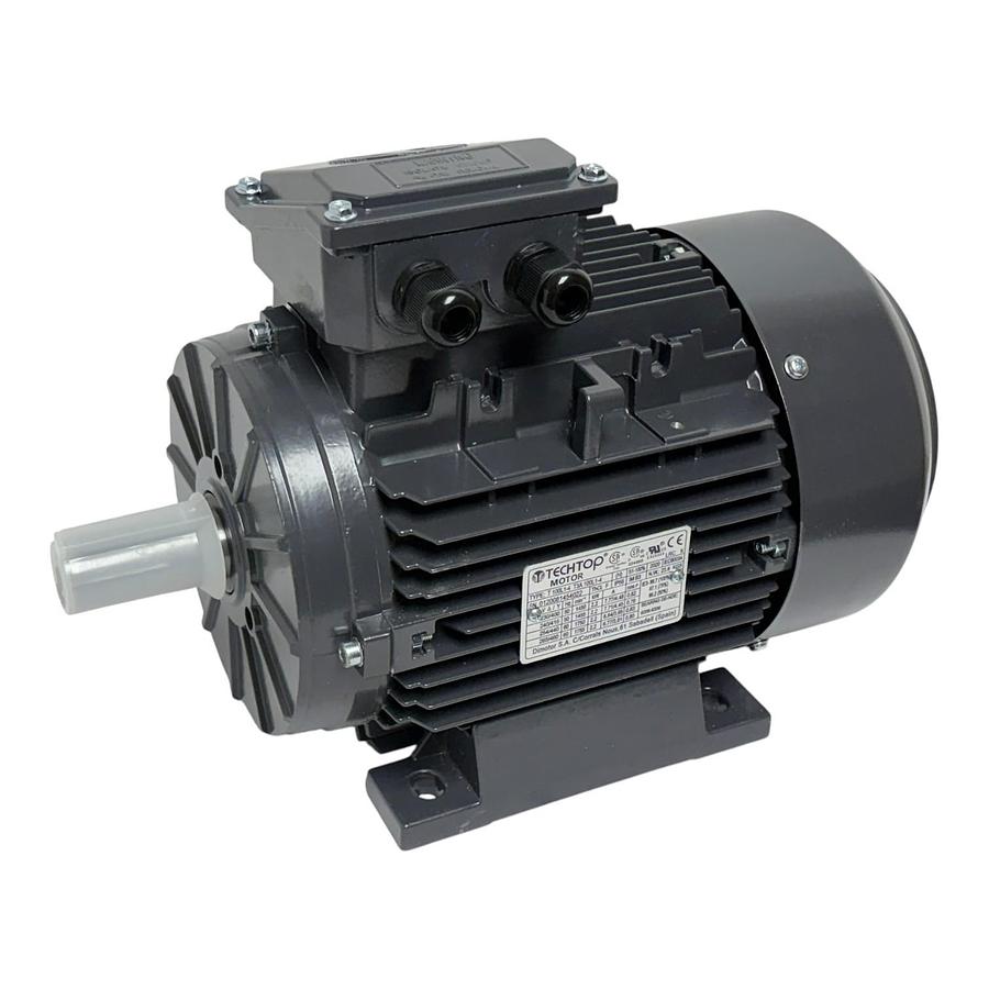Used Techtop T100L1-4 3-Phase Electric Motor 2.2kW 3HP IE3 B3 Foot Mount New Surplus