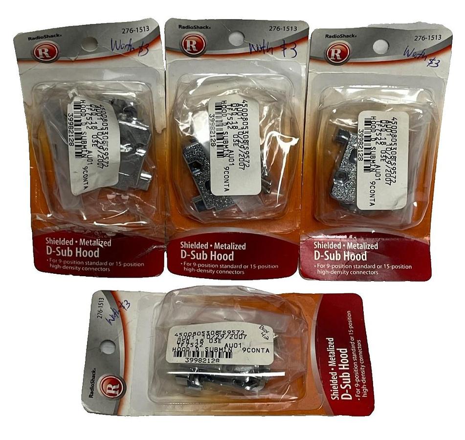 Lot of 4 RadioShack 276-1513 Shielded Metalized D-Sub Hood 9-Pin RS-232