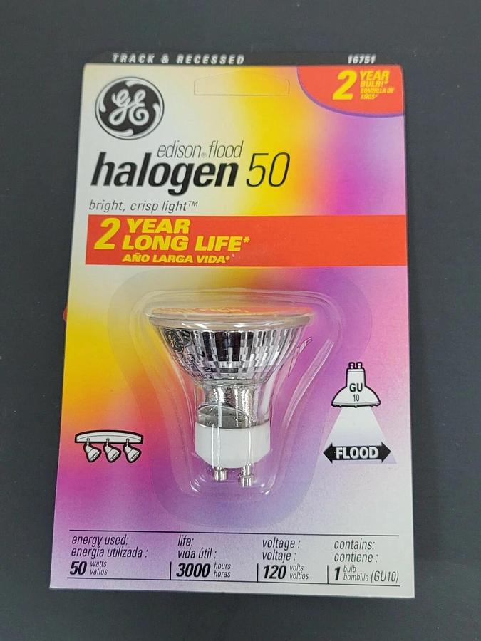 Used BOX OF 5 NEW GENERAL ELECTRIC Q50GU10/FL/CD INCANDESCENT LAMP BULB Q50GU10FLCD