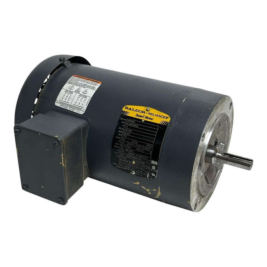 Used Baldor Reliance VEM3554 Super-E Motor 1.5HP 1770RPM 56C TEFC 3-Phase AC C-Face