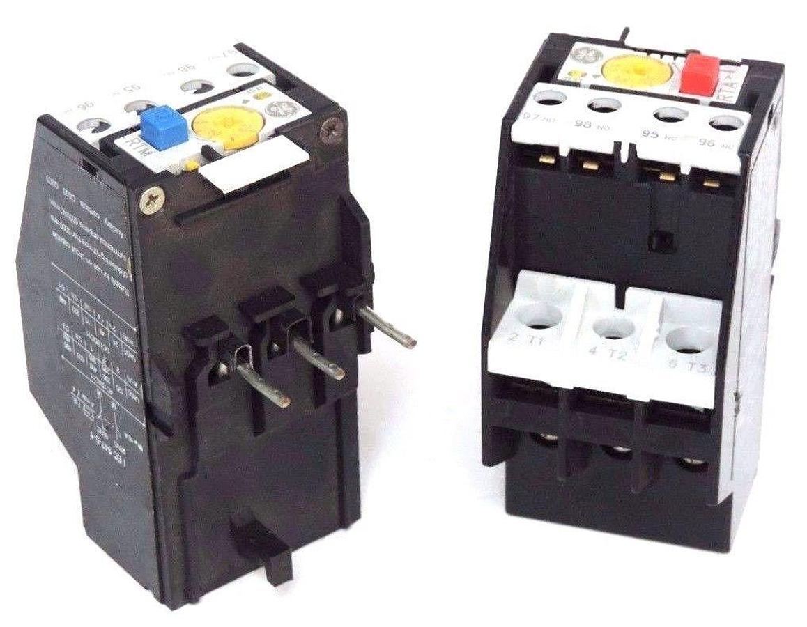 Used LOT OF 2 GENERAL ELECTRIC OVERLOAD RELAYS RTM1L 4.0-6.3 AMP, RTA1M 5.5-7.50 AMP
